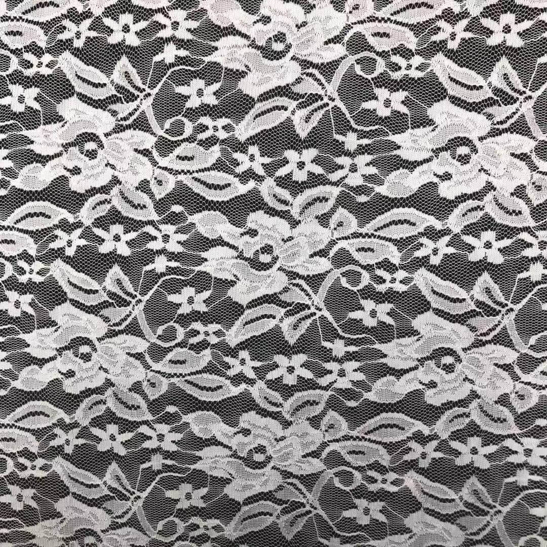 Printed White Polyester Warp Knit Lace Fabric Wholesale Supplier 4